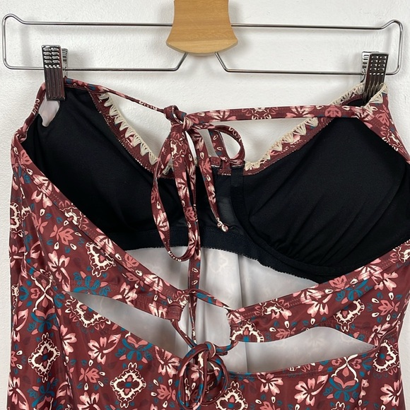 Swimsuits For All Women 16 Floral 2 Piece Swimsuit Tunic Halter Top Built In Bra - Picture 9 of 10